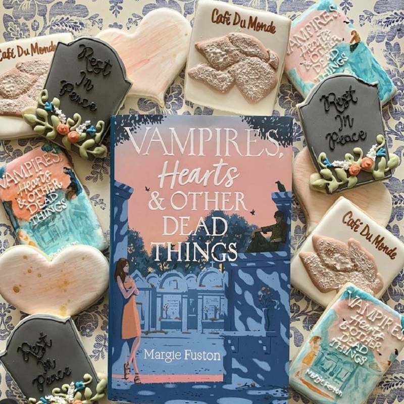 Book Cover of Vampires, Hearts, & Other Dead Things by Margie Fuston with cookies
